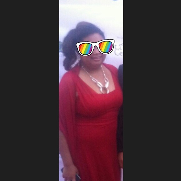 Red Prom Dress with Shawl - Picture 3 of 3